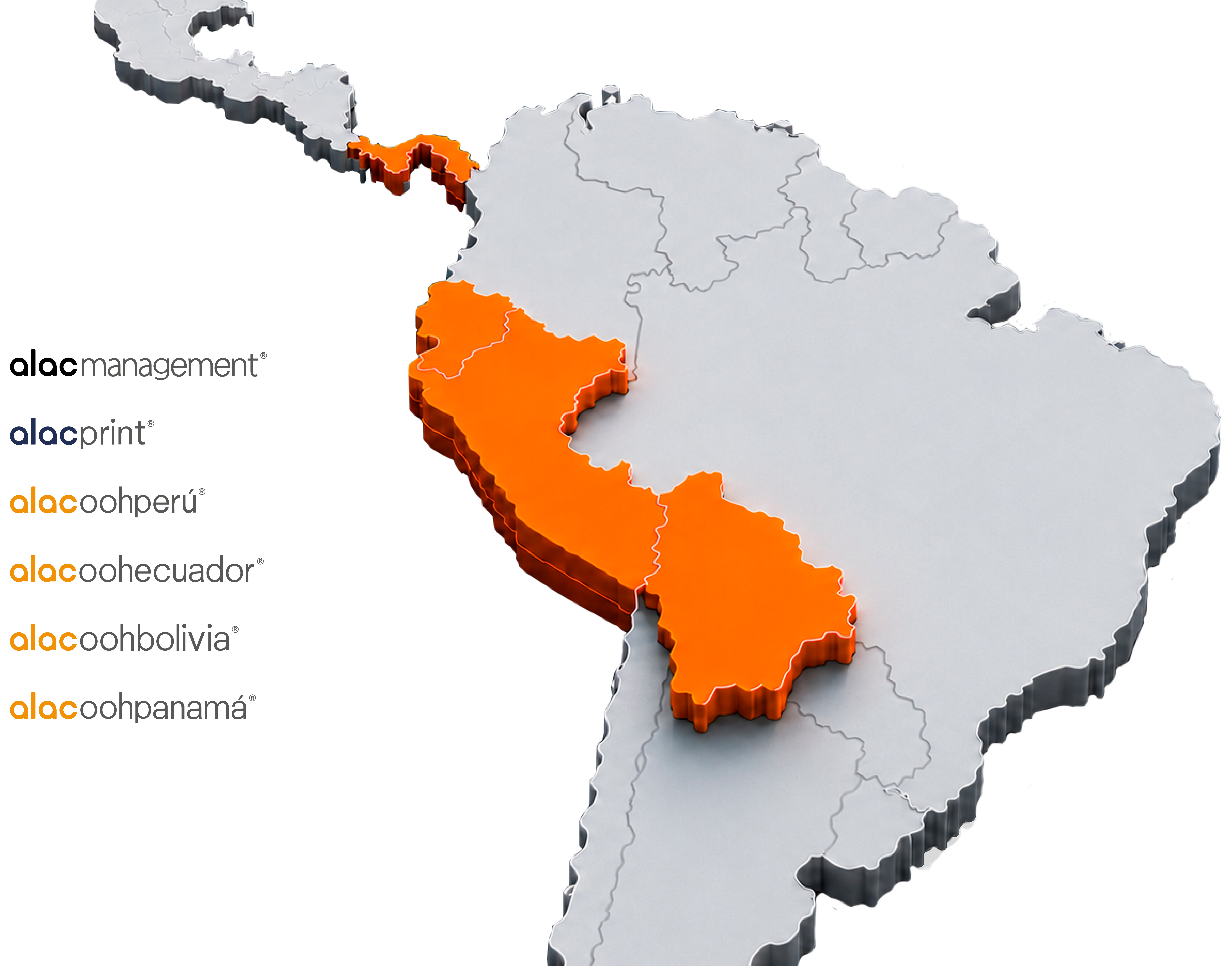 Mapa de Sudamérica con la presencia de Grupo ALAC